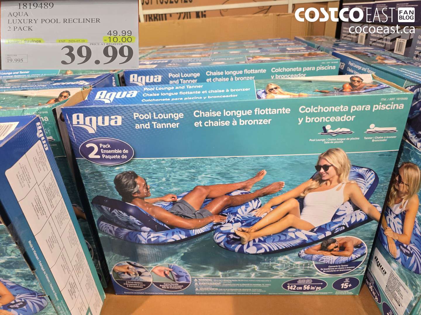 1819489 AQUA LUXURY POOL RECLINER 2 PACK ($10.00 INSTANT SAVINGS EXPIRES ON 2026-07-19) $39.99