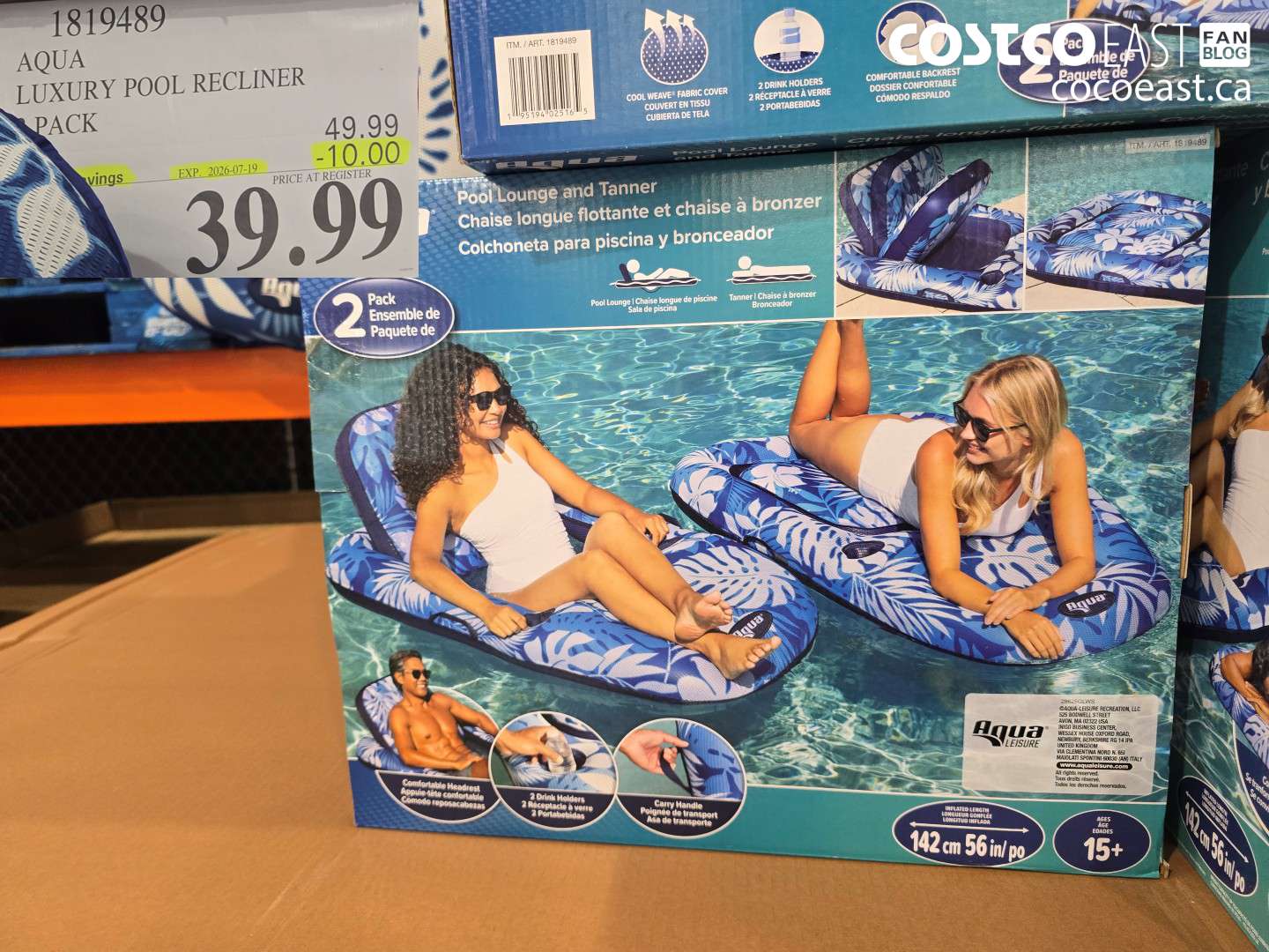 1819489 AQUA LUXURY POOL RECLINER PACK ($10.00 INSTANT SAVINGS EXPIRES ON 2026-07-19) $39.99