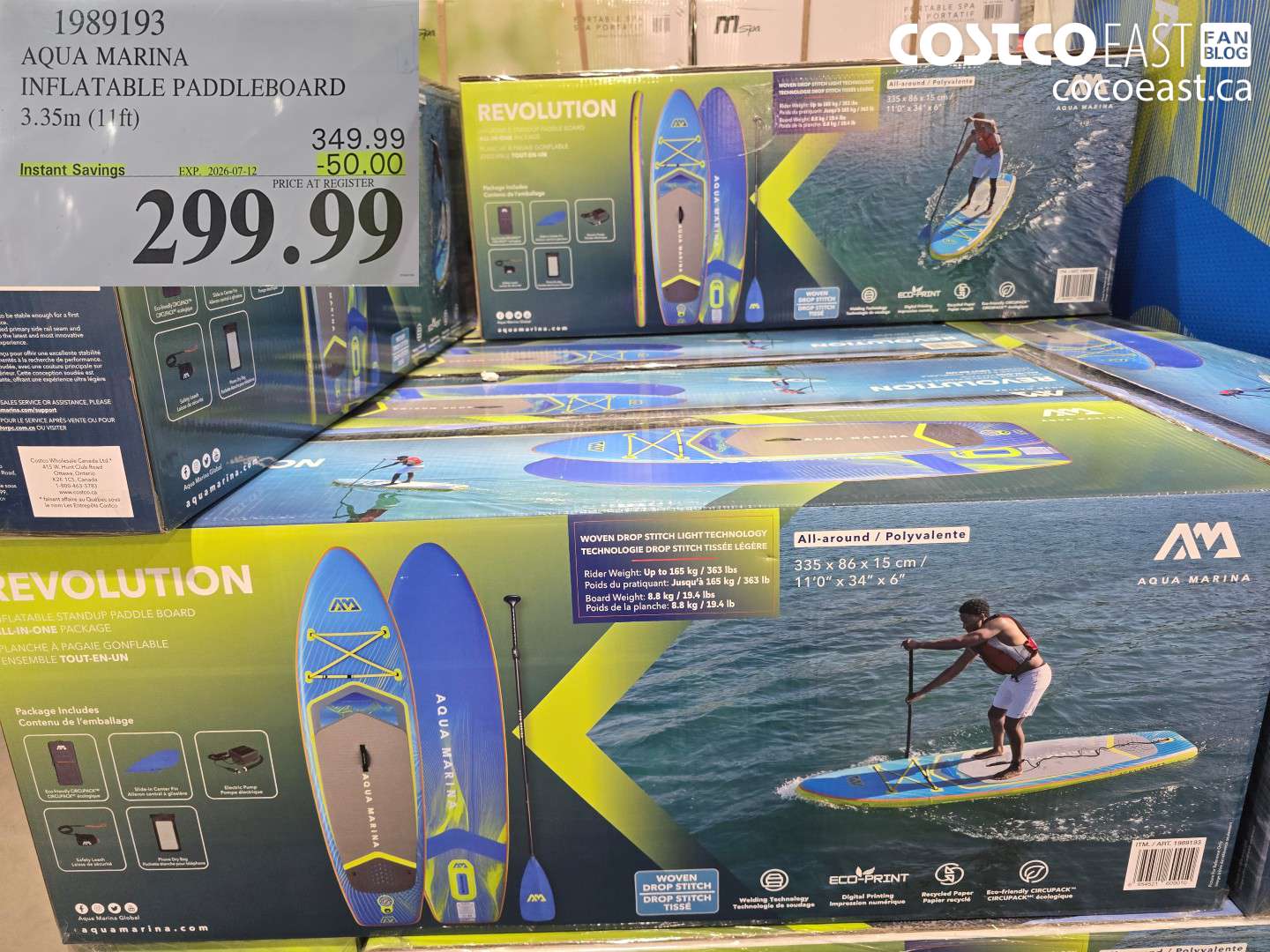 1989193 AQUA MARINA INFLATABLE PADDLEBOARD 3.35M (11FT) ($50.00 INSTANT SAVINGS EXPIRES ON 2026-07-12) $299.99