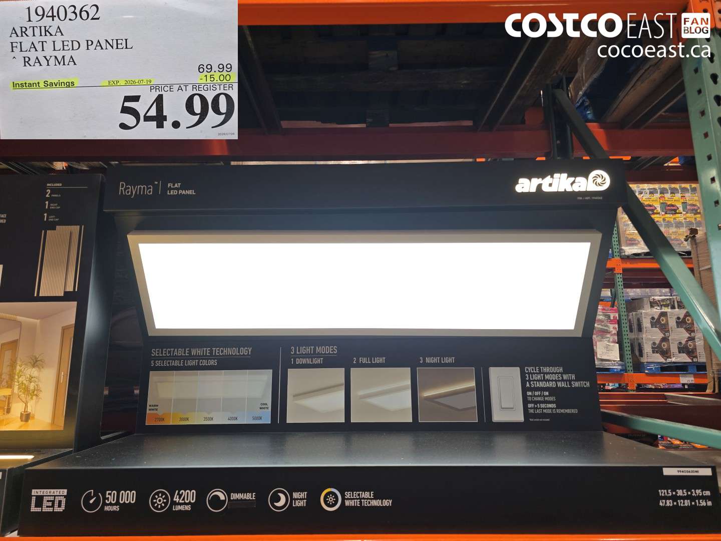 1940362 ARTIKA FLAT LED PANEL RAYMA ($15.00 INSTANT SAVINGS EXPIRES ON 2026-07-19) $54.99