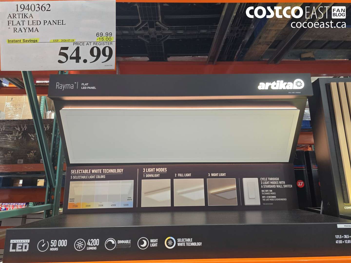1940362 ARTIKA FLAT LED PANEL RAYMA ($15.00 INSTANT SAVINGS EXPIRES ON 2026-07-19) $54.99