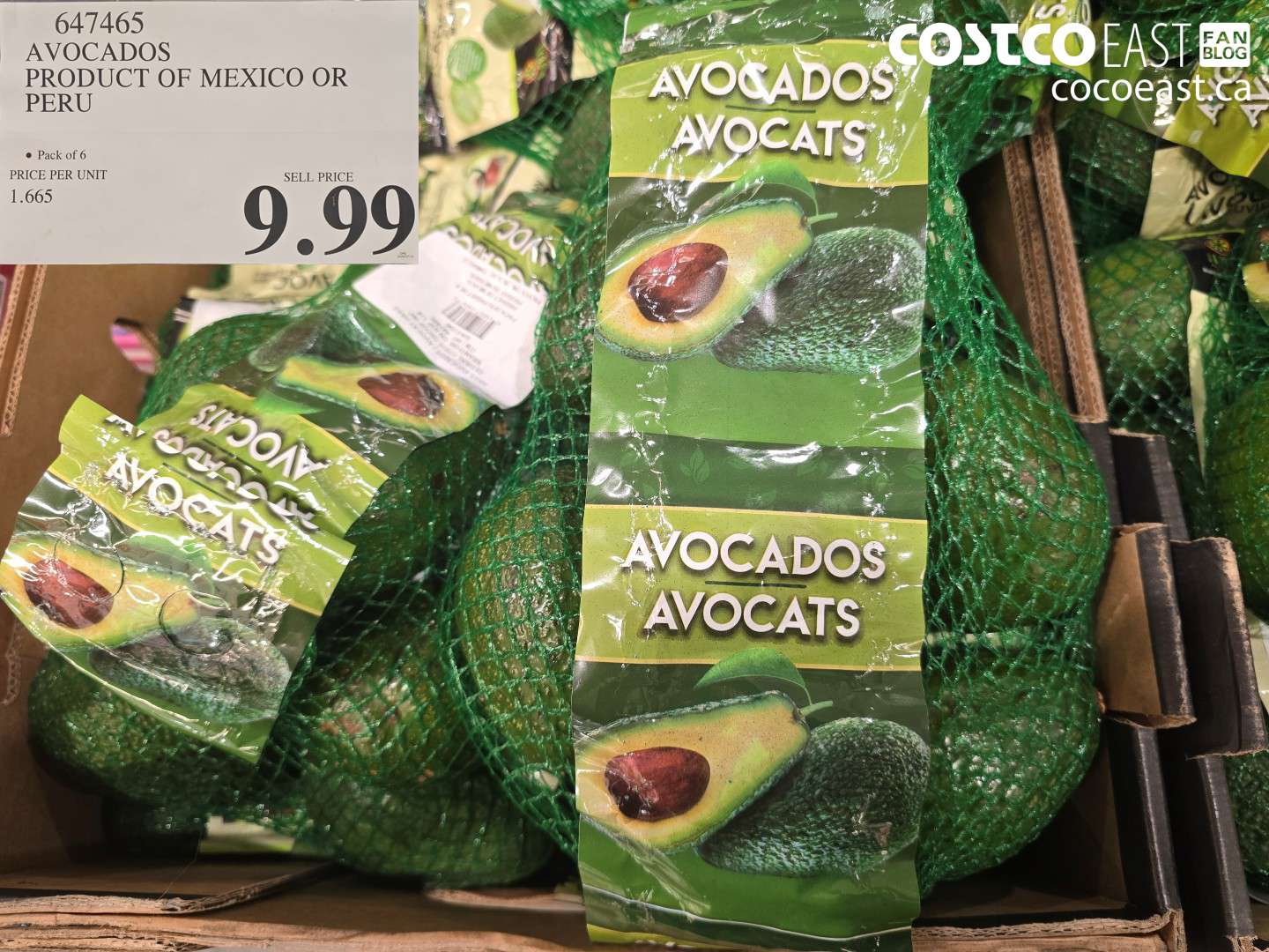 647465 AVOCADOS PRODUCT OF MEXICO OR PERU $9.99