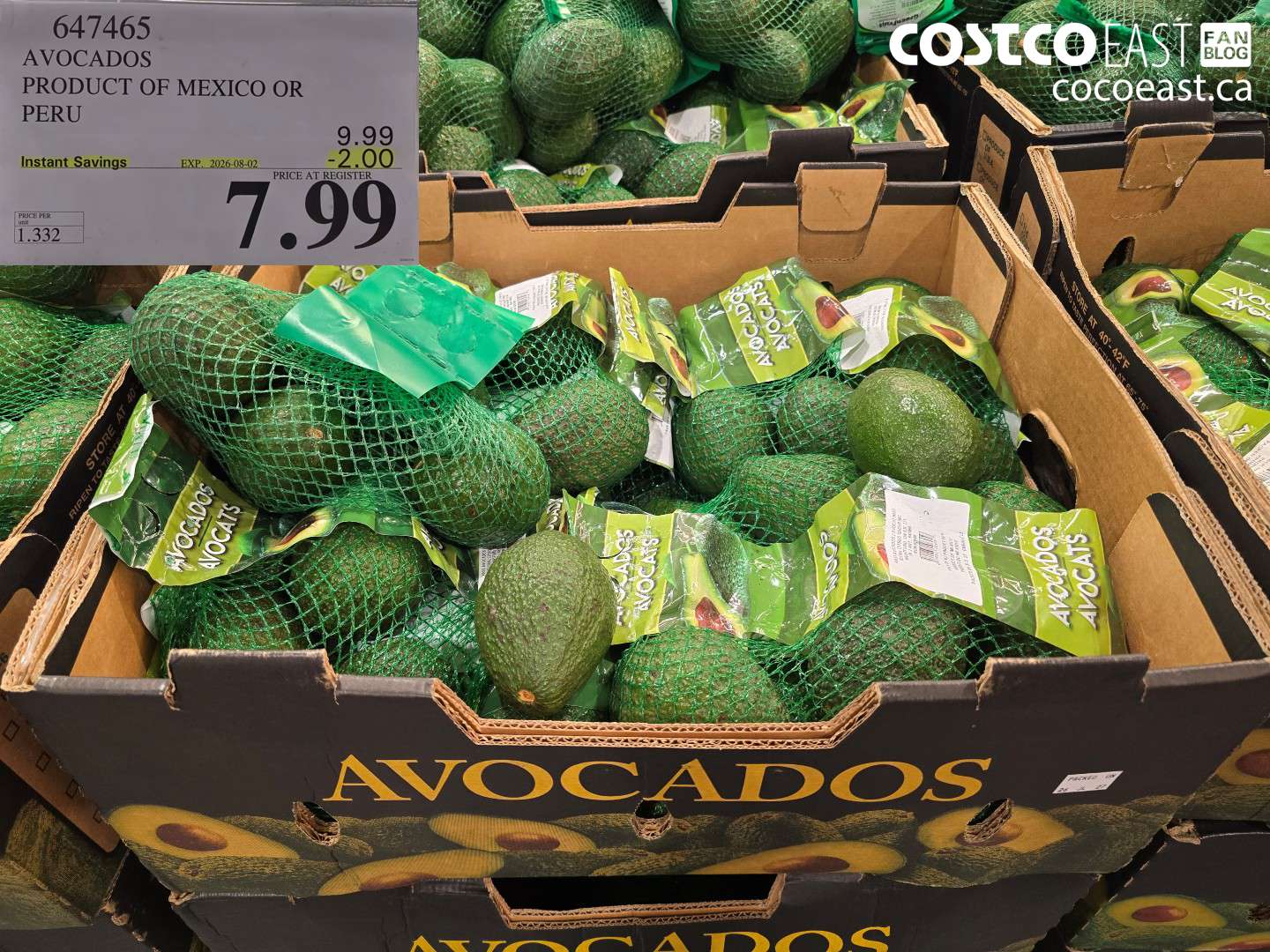 647465 AVOCADOS PRODUCT OF MEXICO OR PERU ($2.00 INSTANT SAVINGS EXPIRES ON 2026-08-02) $7.99