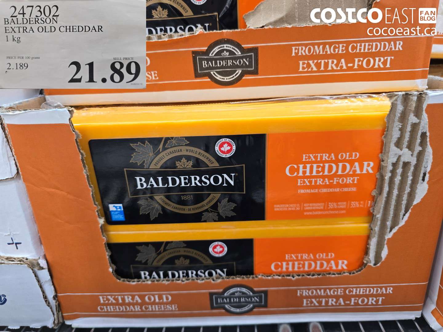247302 BALDERSON EXTRA OLD CHEDDAR 1 KG $21.89