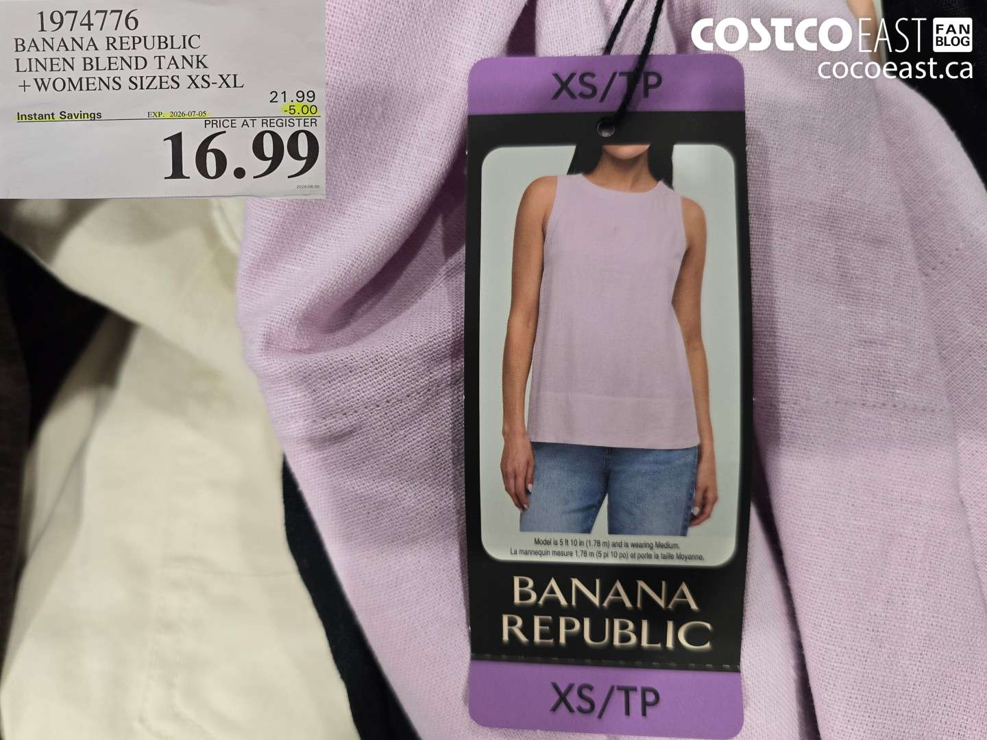 1974776 BANANA REPUBLIC LINEN BLEND TANK + WOMENS SIZES XS-XL ($5.00 INSTANT SAVINGS EXPIRES ON 2026-07-05) $16.99