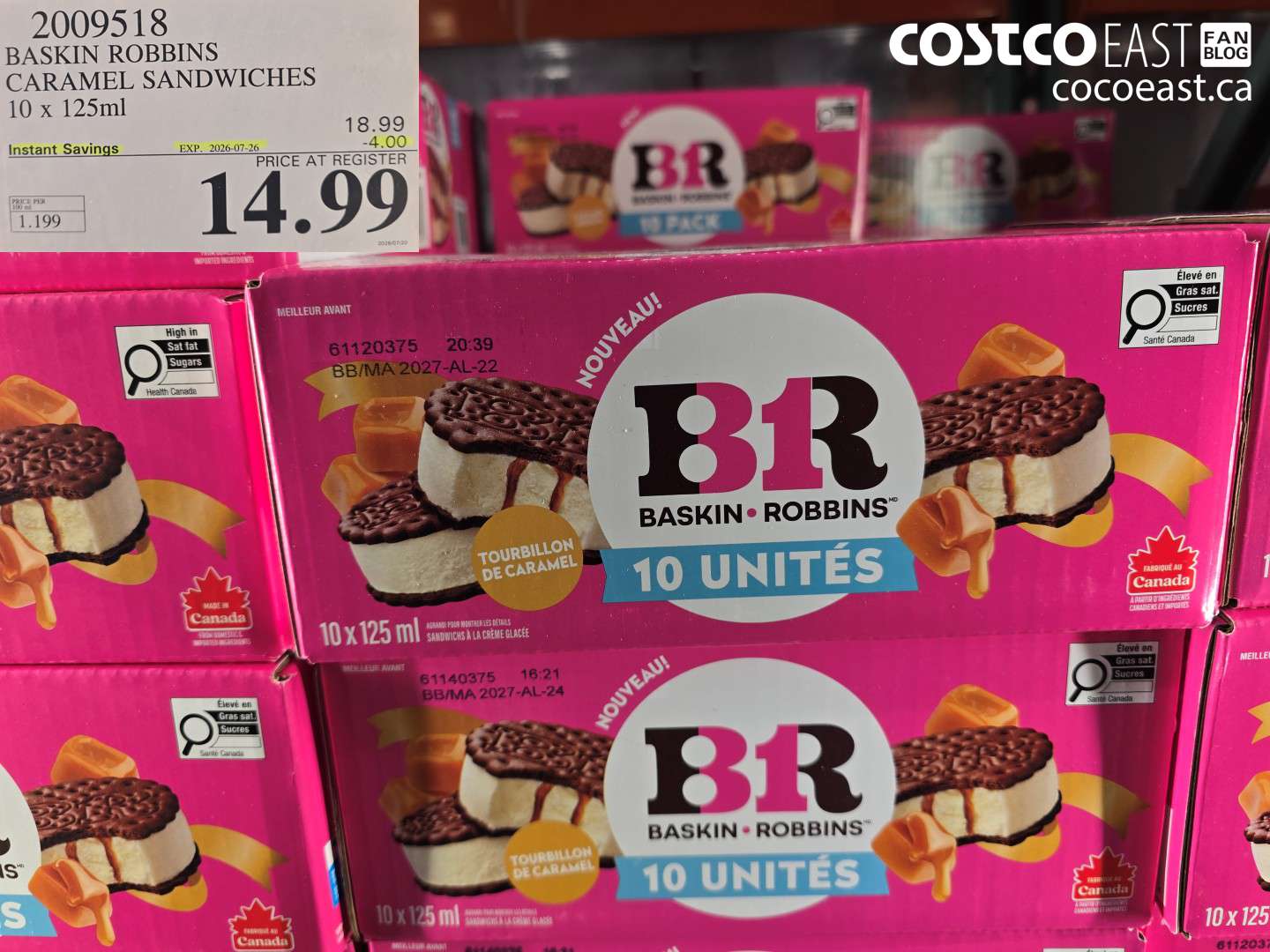 2009518 BASKIN ROBBINS CARAMEL SANDWICHES 10 X 125ML ($4.00 INSTANT SAVINGS EXPIRES ON 2026-07-26) $14.99