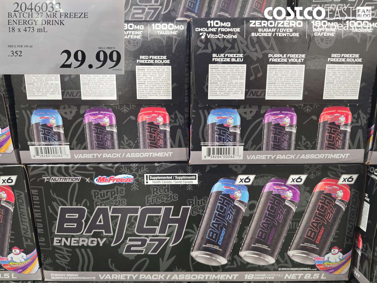 2046033 BATCH 27 MR FREEZE ENERGY DRINK 18 X 473 ML $29.99