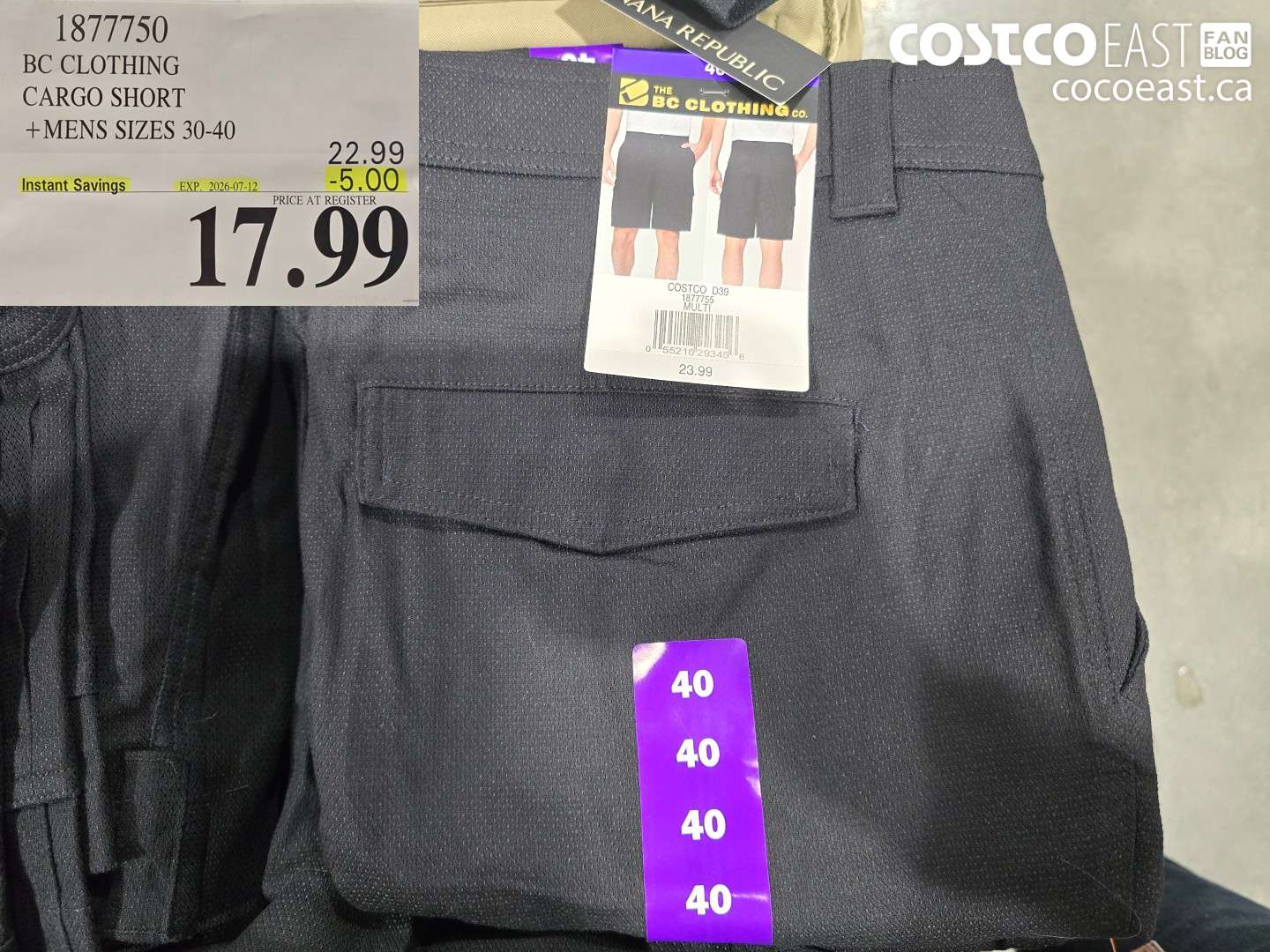 1877750 BC CLOTHING CARGO SHORT + MENS SIZES 30-40 ($5.00 INSTANT SAVINGS EXPIRES ON 2026-07-12) $17.99