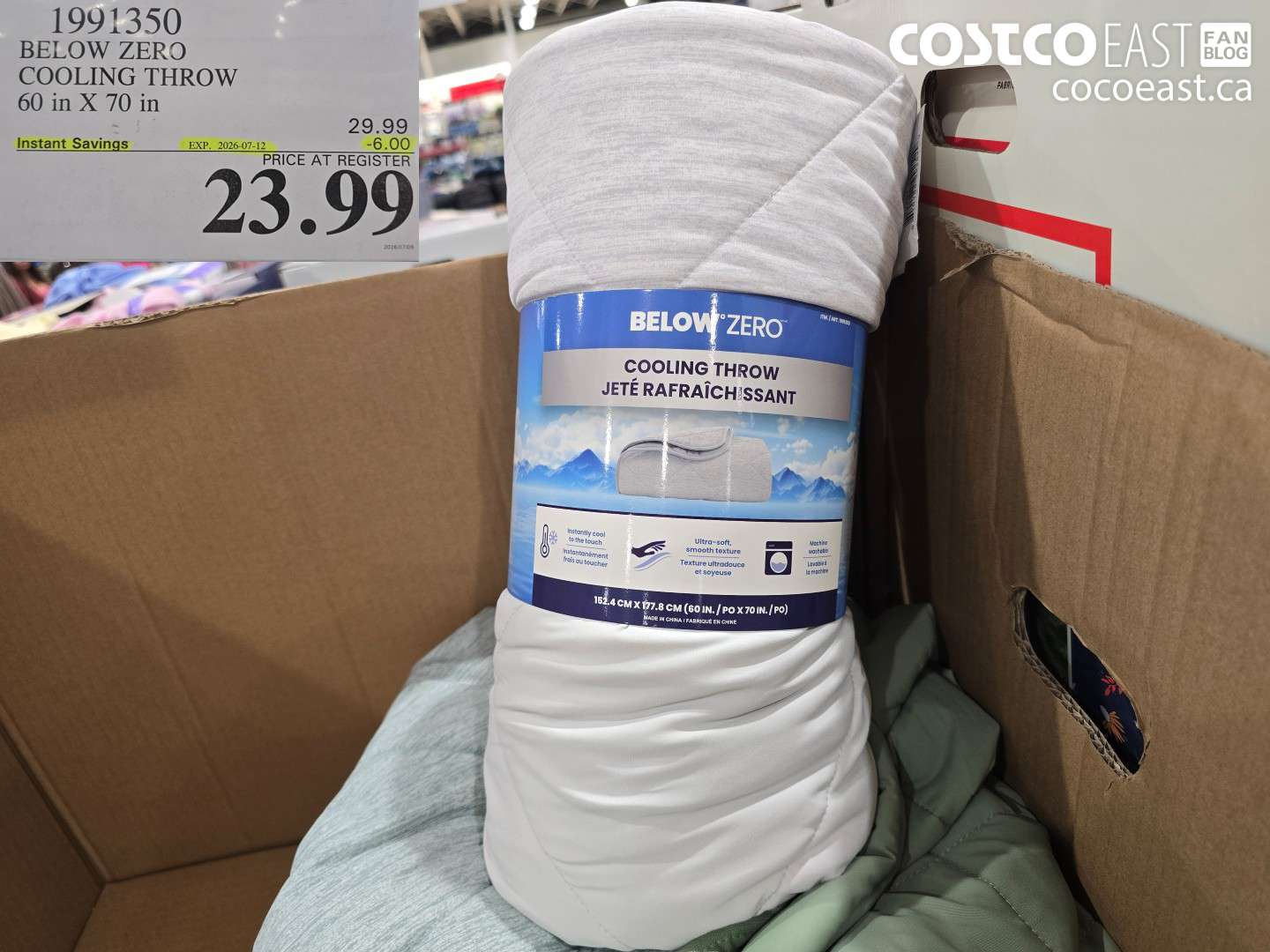 1991350 BELOW ZERO COOLING THROW 60 IN X 70 IN ($6.00 INSTANT SAVINGS EXPIRES ON 2026-07-12) $23.99