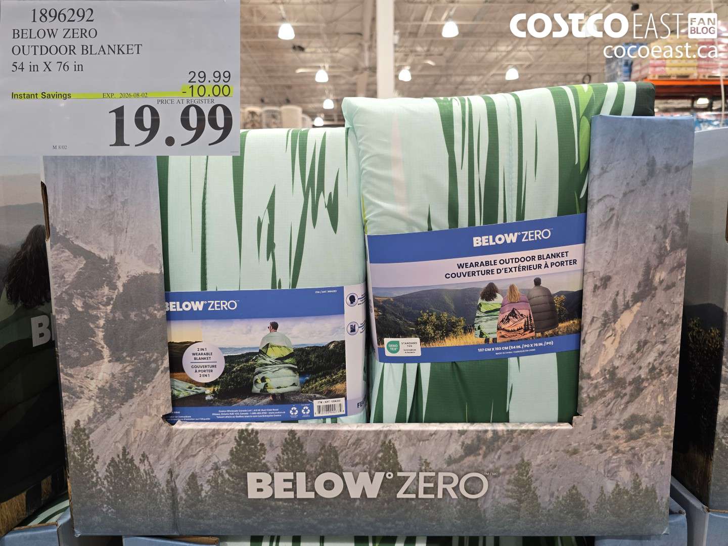 1896292 BELOW ZERO OUTDOOR BLANKET 54 IN X 76 IN ($10.00 INSTANT SAVINGS EXPIRES ON 2026-08-02) $19.99