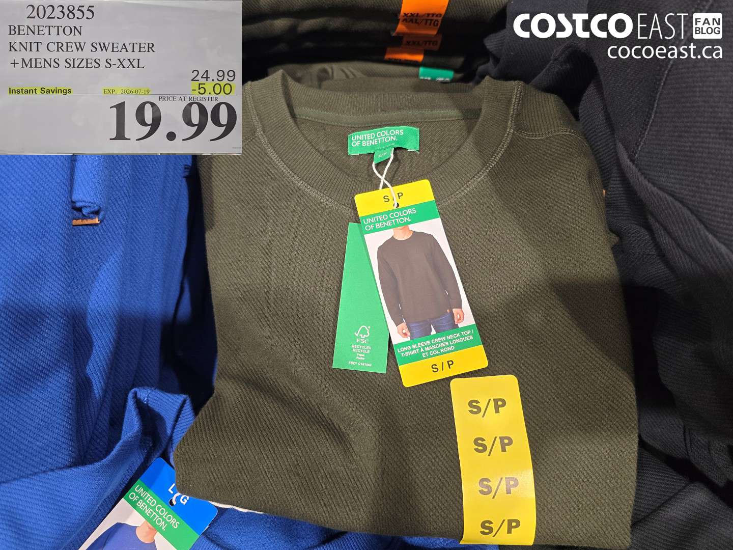 2023855 BENETTON KNIT CREW SWEATER + MENS SIZES S-XXL ($5.00 INSTANT SAVINGS EXPIRES ON 2026-07-19) $19.99