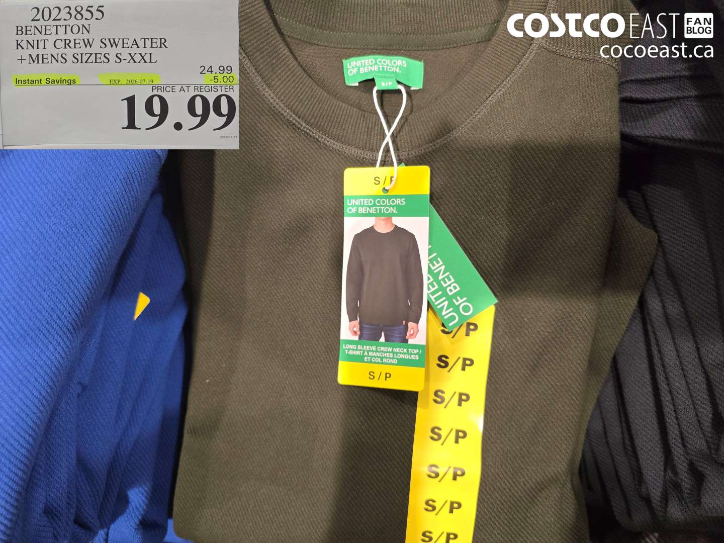2023855 BENETTON KNIT CREW SWEATER + MENS SIZES S-XXL ($5.00 INSTANT SAVINGS EXPIRES ON 2026-07-19) $19.99