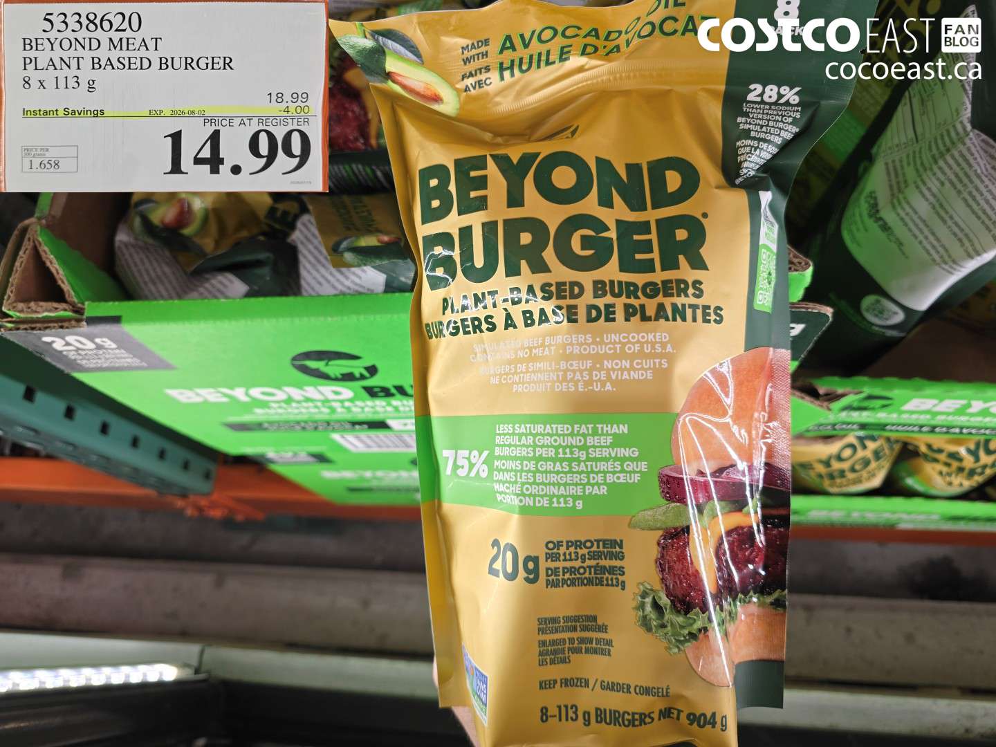 5338620 BEYOND MEAT PLANT BASED BURGER 8 X 113 G ($4.00 INSTANT SAVINGS EXPIRES ON 2026-08-02) $14.99