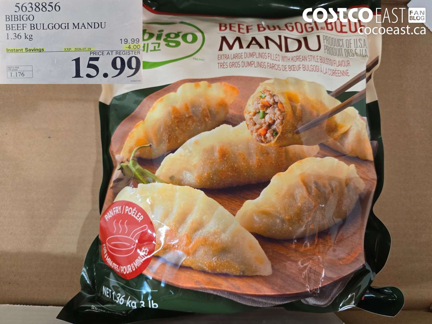 5638856 BIBIGO BEEF BULGOGI MANDU 1.36 KG ($4.00 INSTANT SAVINGS EXPIRES ON 2026-07-19) $15.99