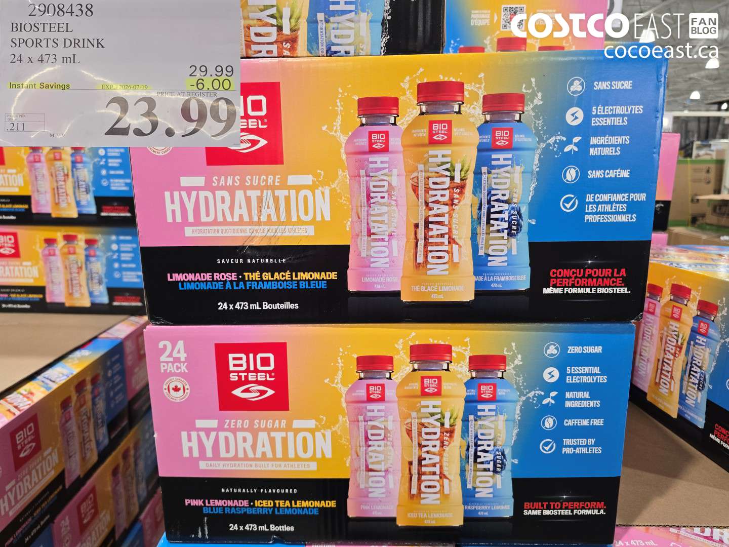 2908438 BIOSTEEL SPORTS DRINK 24 X 473 ML ($6.00 INSTANT SAVINGS EXPIRES ON 2026-07-19) $23.99