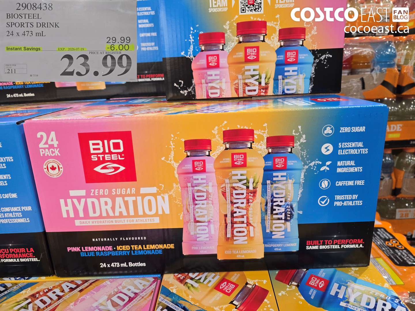 2908438 BIOSTEEL SPORTS DRINK 24 X 473 ML ($6.00 INSTANT SAVINGS EXPIRES ON 2026-07-19) $23.99
