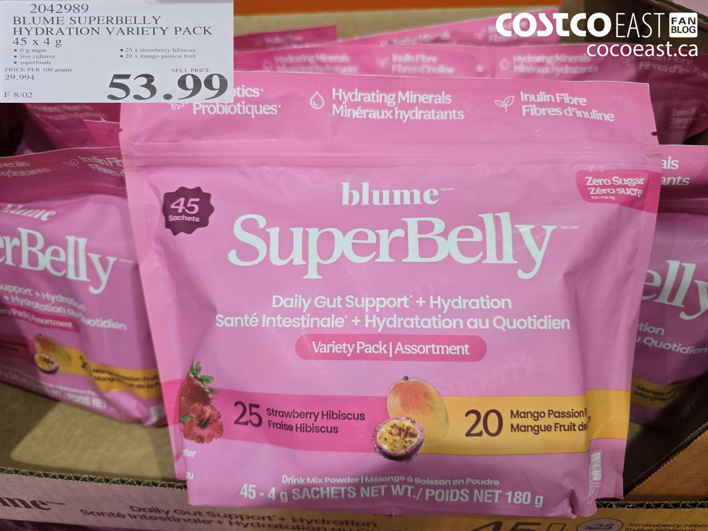 2042989 BLUME SUPERBELLY HYDRATION VARIETY PACK 45 X 4 G $53.99
