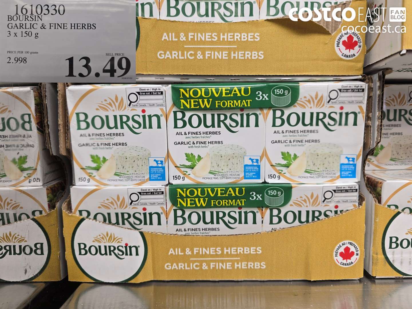1610330 BOURSIN GARLIC & FINE HERBS 3 X 150 G $13.49
