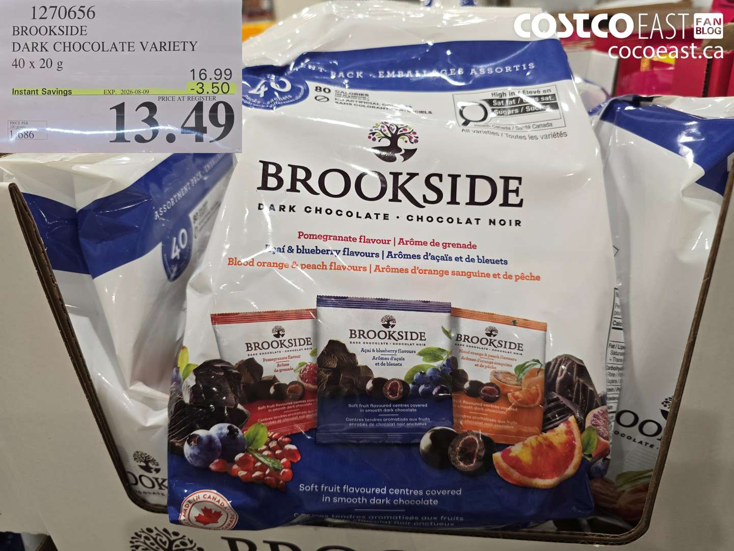 1270656 BROOKSIDE DARK CHOCOLATE VARIETY 40 X 20 G ($3.50 INSTANT SAVINGS EXPIRES ON 2026-08-09) $13.49