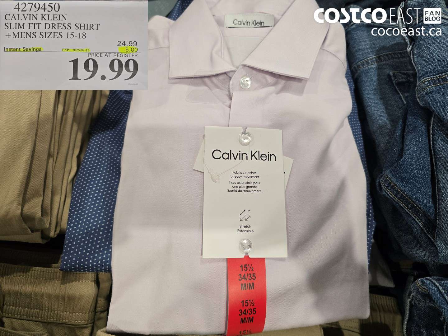 4279450 CALVIN KLEIN SLIM FIT DRESS SHIRT + MENS SIZES 15-18 ($5.00 INSTANT SAVINGS EXPIRES ON 2026-07-12) $19.99