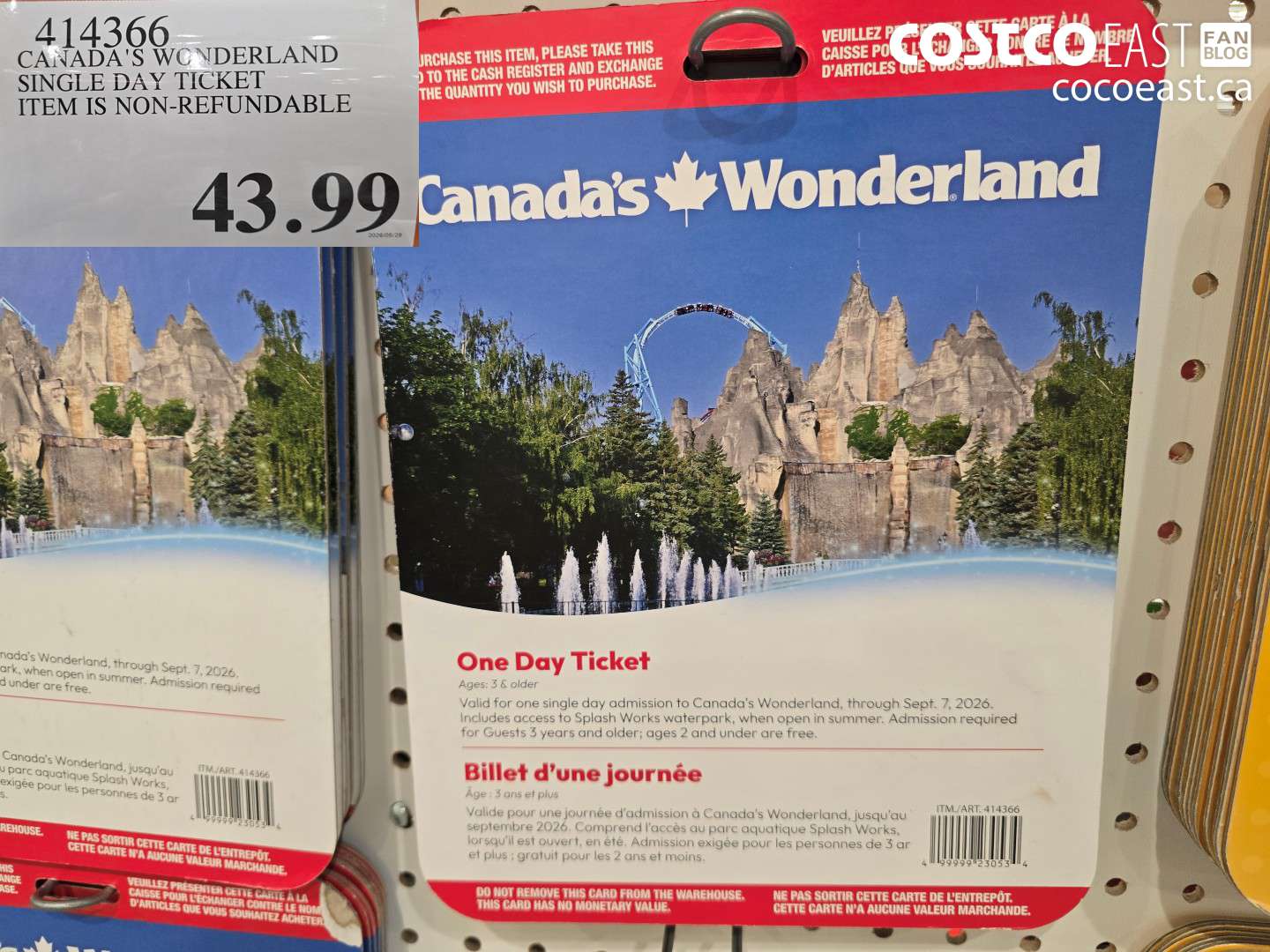 414366 CANADA'S WONDERLAND SINGLE DAY TICKET ITEM IS NON-REFUNDABLE $43.99