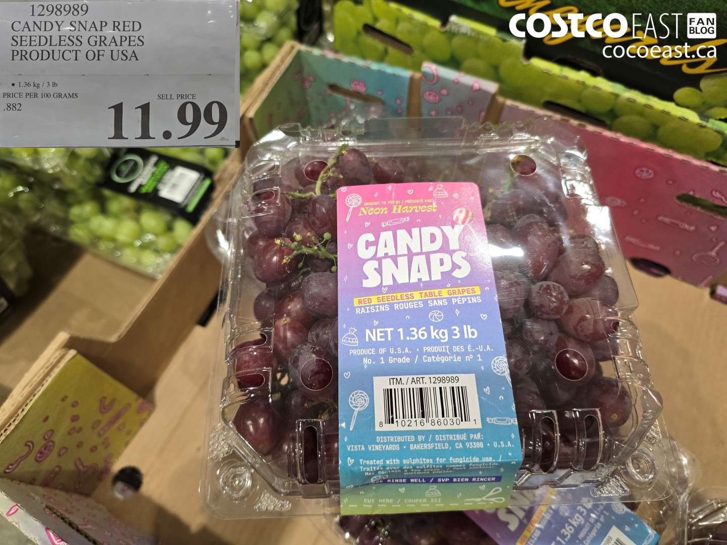 1298989 CANDY SNAP RED SEEDLESS GRAPES PRODUCT OF USA $11.99