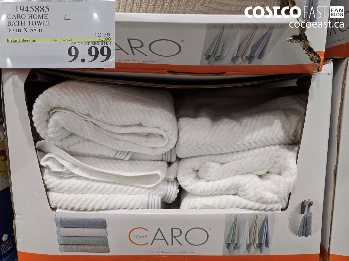 1945885 CARO HOME BATH TOWEL 30 IN X 58 IN ($3.00 INSTANT SAVINGS EXPIRES ON 2026-08-02) $9.99