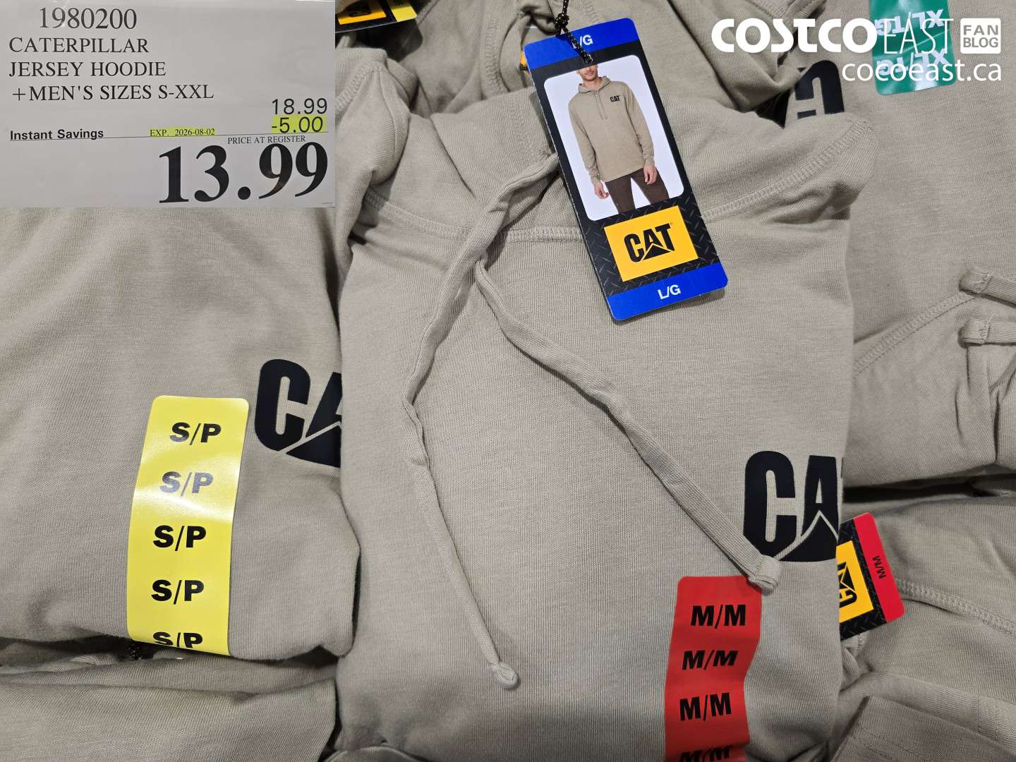 1980200 CATERPILLAR JERSEY HOODIE MEN'S SIZES S-XXL ($5.00 INSTANT SAVINGS EXPIRES ON 2026-08-02) $13.99