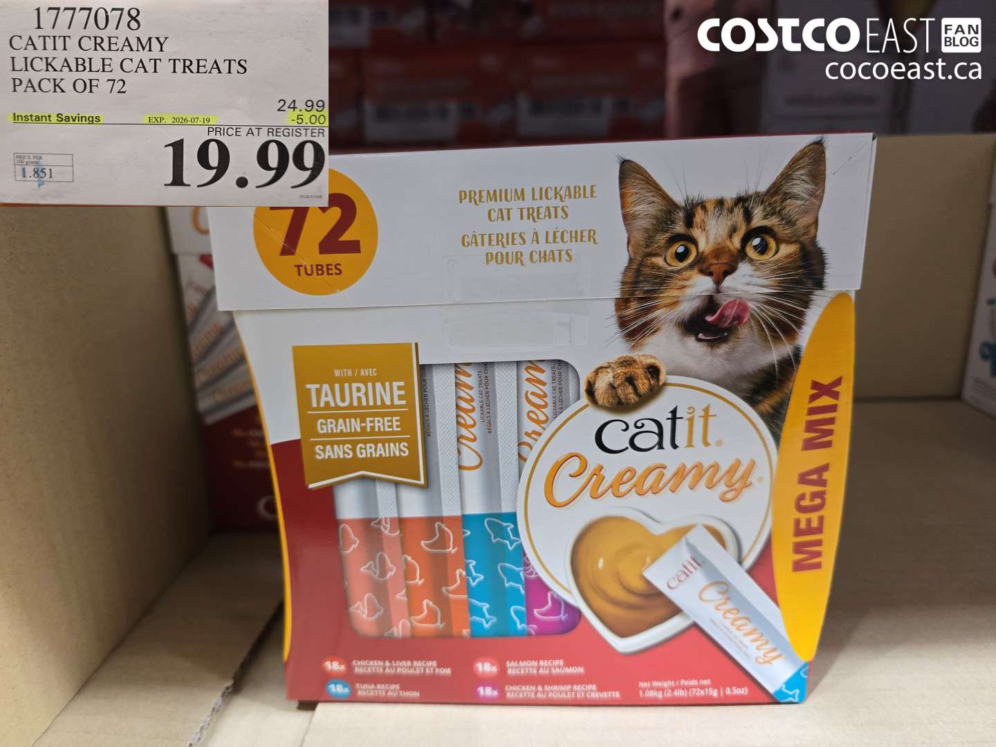 1777078 CATIT CREAMY LICKABLE CAT TREATS PACK OF 72 ($5.00 INSTANT SAVINGS EXPIRES ON 2026-07-19) $19.99