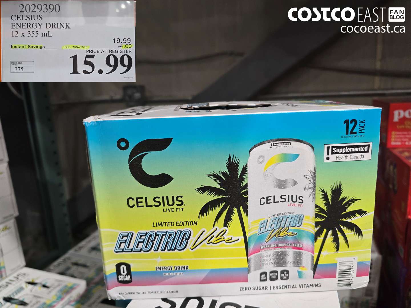 2029390 CELSIUS ENERGY DRINK 12 X 355 ML ($4.00 INSTANT SAVINGS EXPIRES ON 2026-07-26) $15.99