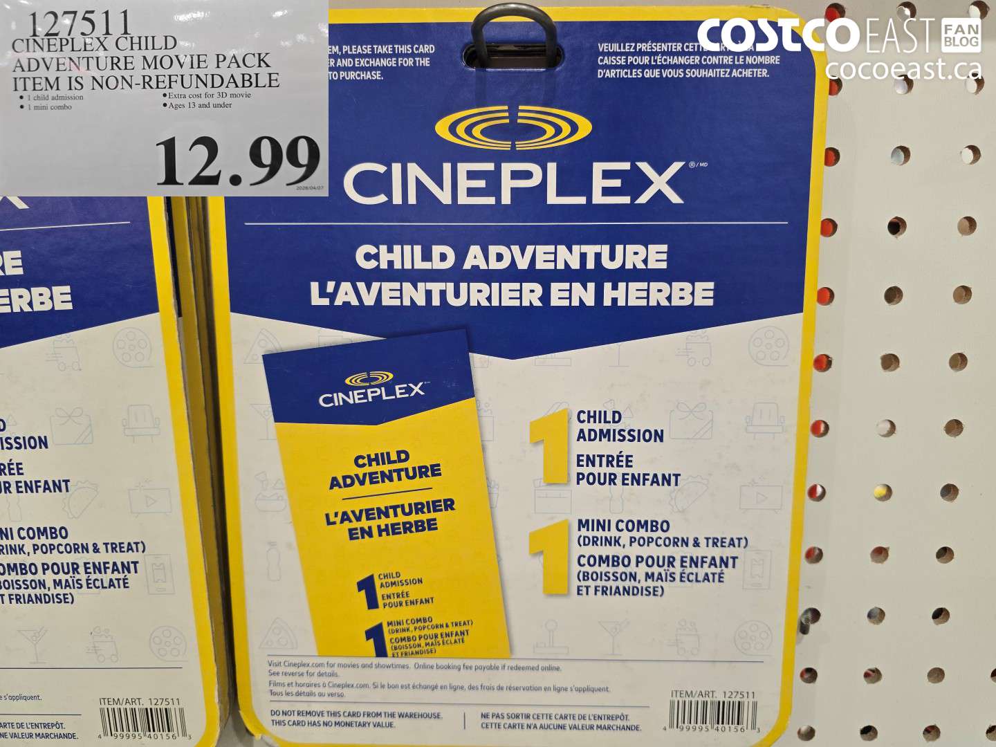 127511 CINEPLEX CHILD ADVENTURE MOVIE PACK ITEM IS NON-REFUNDABLE $12.99