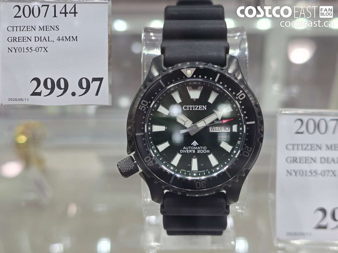 2007144 CITIZEN MENS GREEN DIAL, 44MM NY0155-07X $299.97