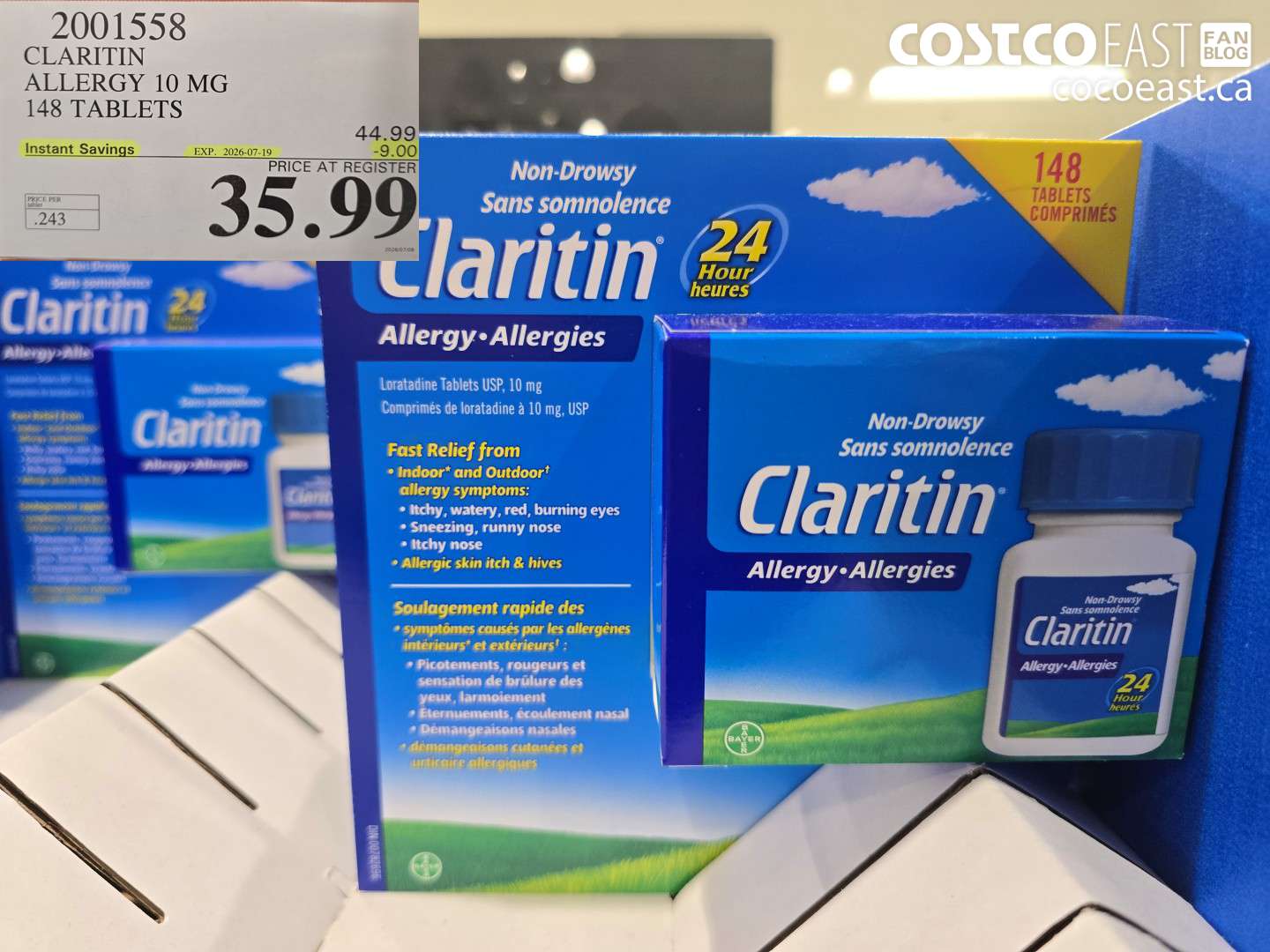 2001558 CLARITIN ALLERGY 10 MG 148 TABLETS ($9.00 INSTANT SAVINGS EXPIRES ON 2026-07-19) $35.99