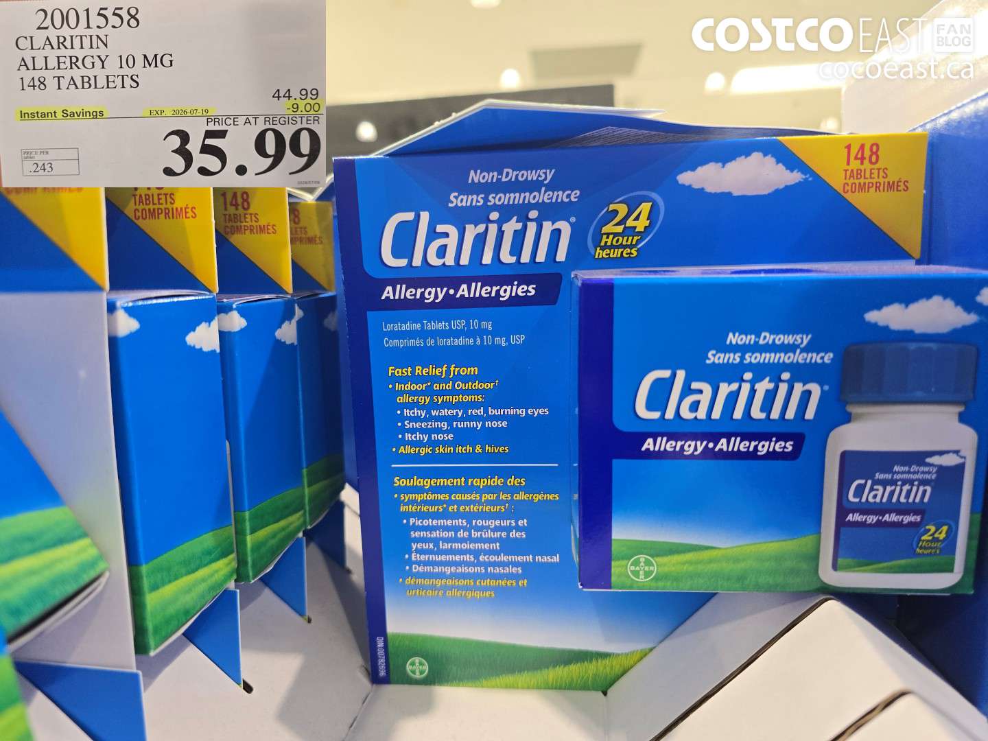 2001558 CLARITIN ALLERGY 10 MG 148 TABLETS ($9.00 INSTANT SAVINGS EXPIRES ON 2026-07-19) $35.99