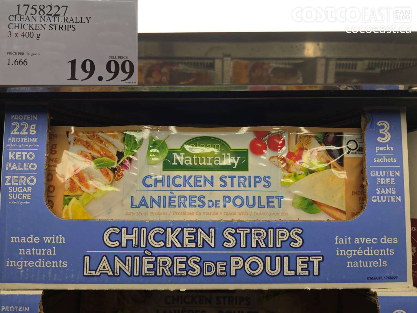 1758227 CLEAN NATURALLY CHICKEN STRIPS 3 X 400 G $19.99