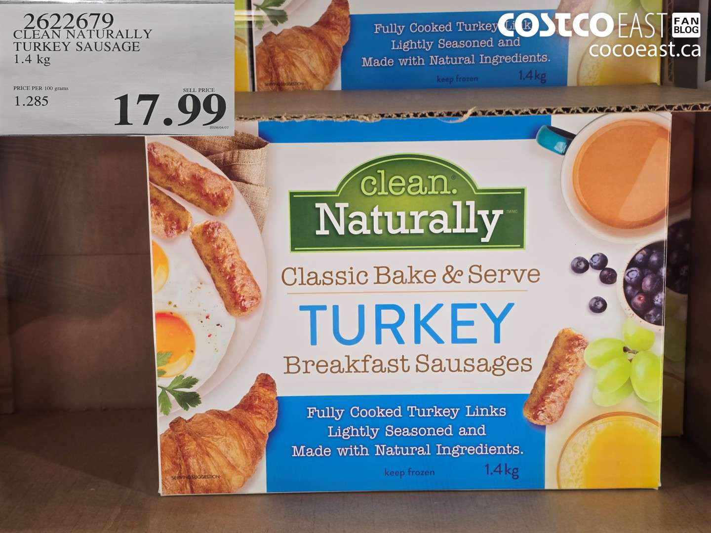 2622679 CLEAN NATURALLY TURKEY SAUSAGE 1.4 KG $17.99