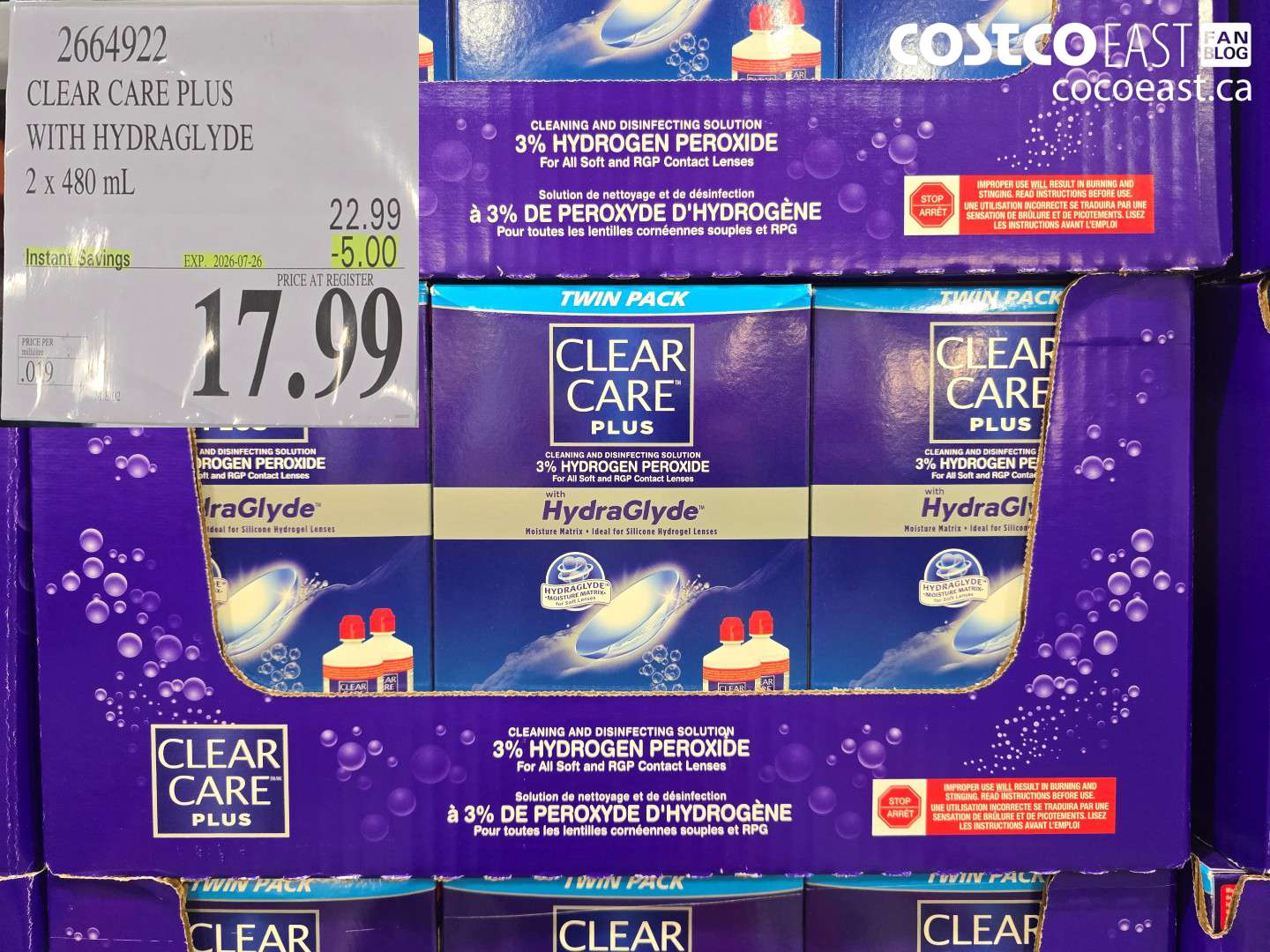2664922 CLEAR CARE PLUS WITH HYDRAGLYDE 2 X 480 ML ($5.00 INSTANT SAVINGS EXPIRES ON 2026-07-26) $17.99