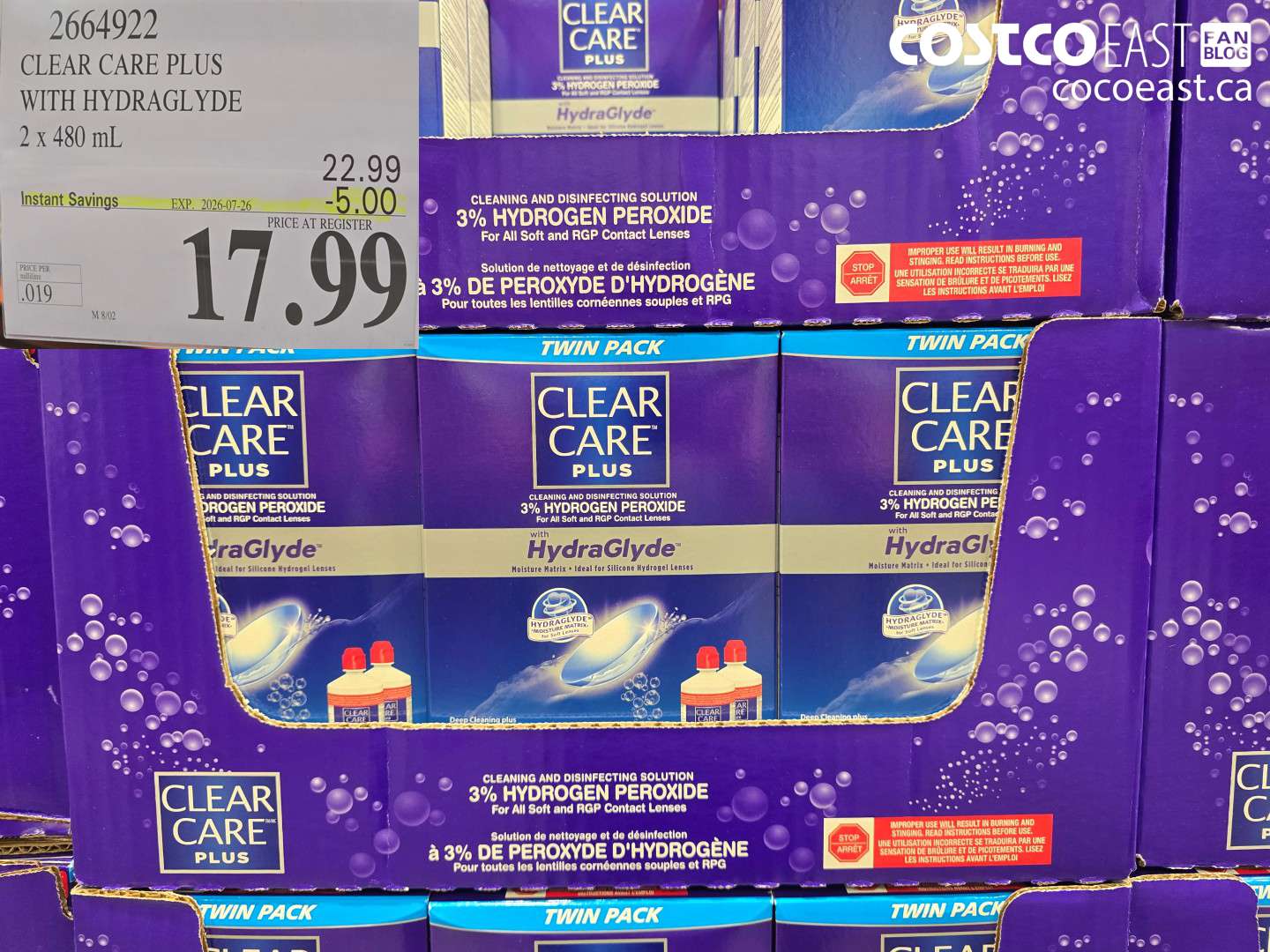 2664922 CLEAR CARE PLUS WITH HYDRAGLYDE 2 X 480 ML ($5.00 INSTANT SAVINGS EXPIRES ON 2026-07-26) $17.99