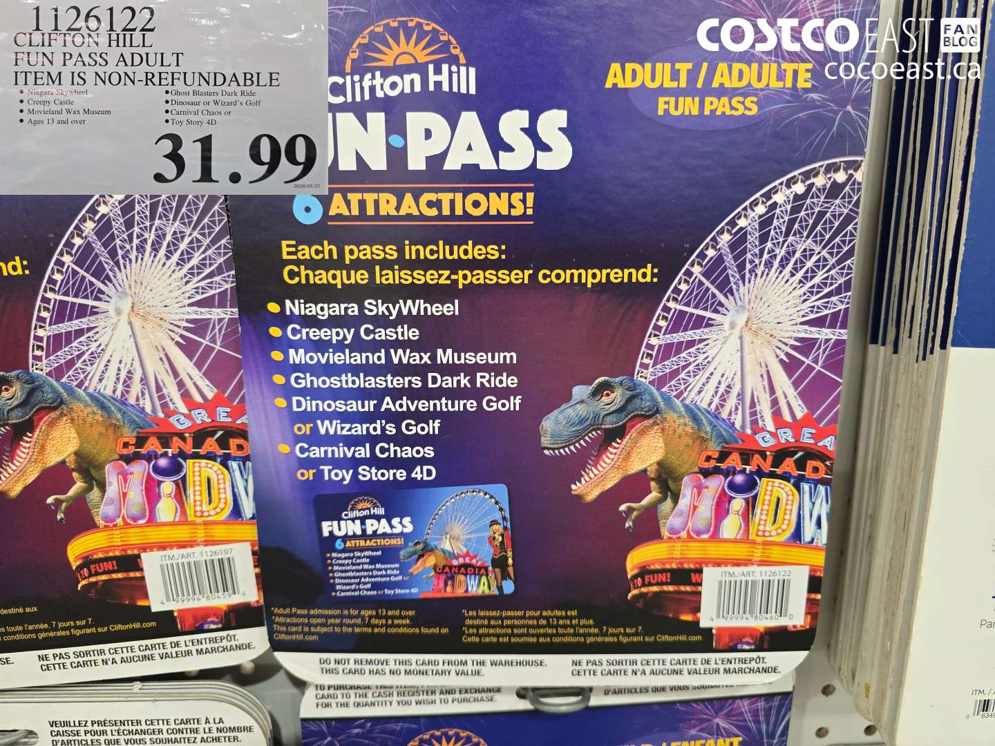 1126122 CLIFTON HILL FUN PASS ADULT ITEM IS NON-REFUNDABLE $31.99