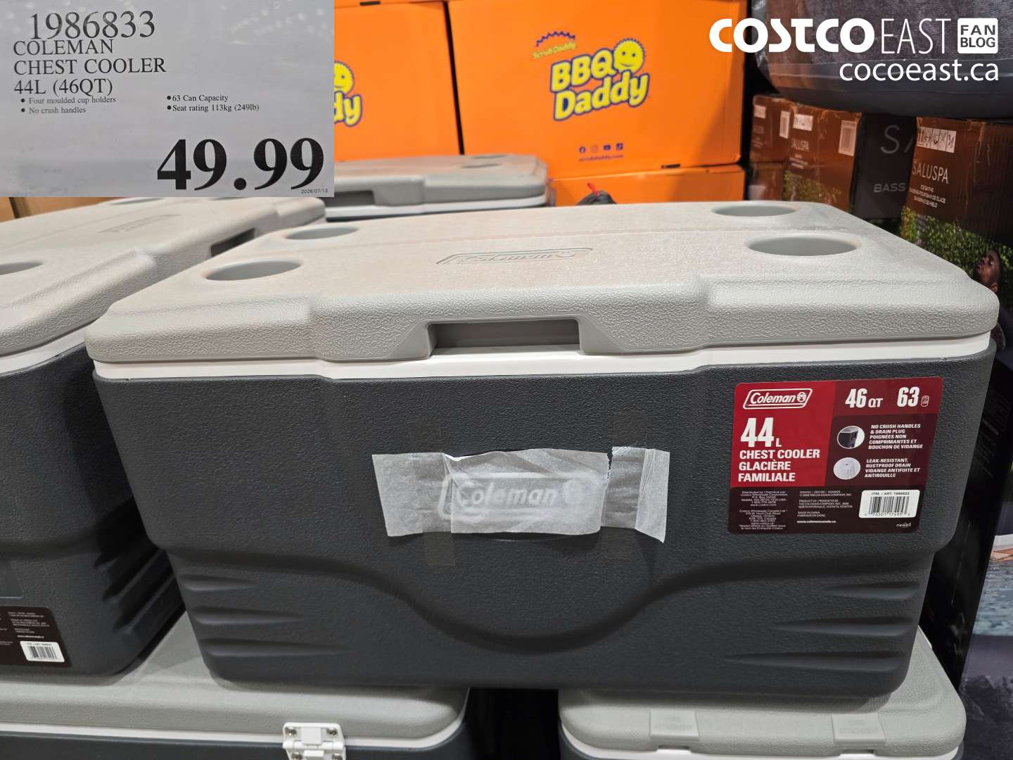 1986833 COLEMAN CHEST COOLER 44L (46QT) $49.99