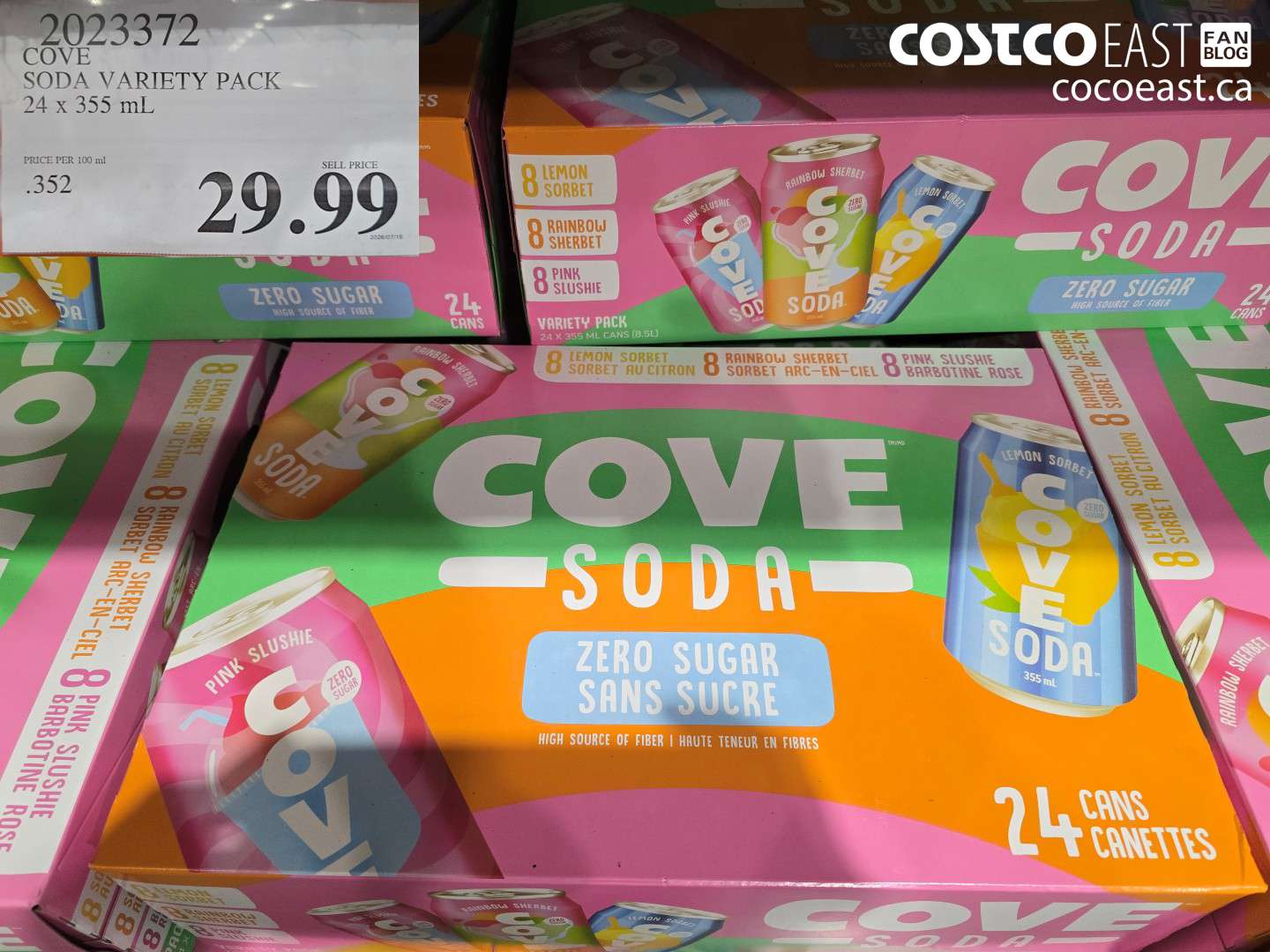 2023372 COVE SODA VARIETY PACK 24 X 355 ML $29.99