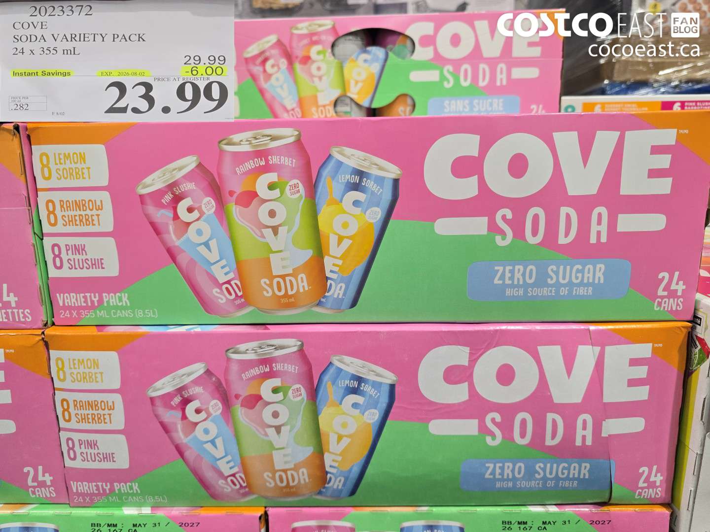2023372 COVE SODA VARIETY PACK 24 X 355 ML ($6.00 INSTANT SAVINGS EXPIRES ON 2026-08-02) $23.99