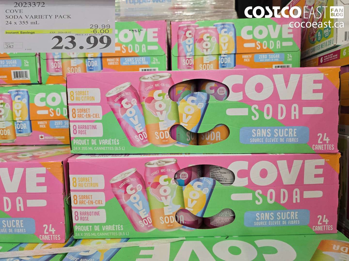 2023372 COVE SODA VARIETY PACK 24 X 355 ML ($6.00 INSTANT SAVINGS EXPIRES ON 2026-08-02) $23.99