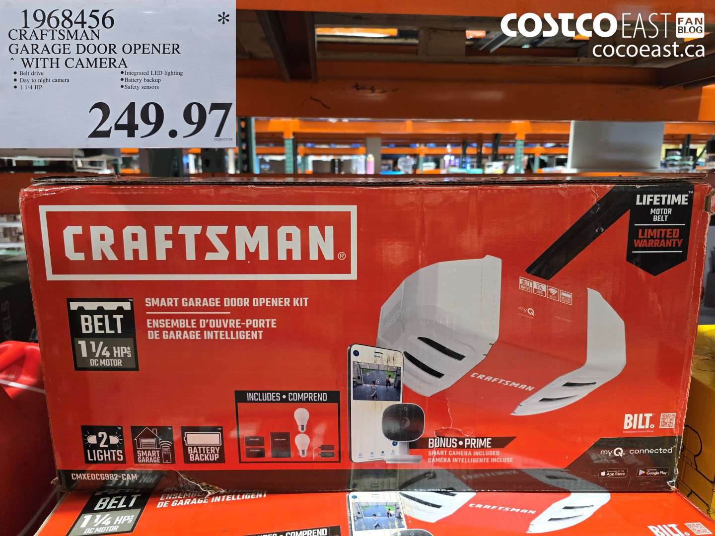 1968456 CRAFTSMAN GARAGE DOOR OPENER WITH CAMERA $249.97