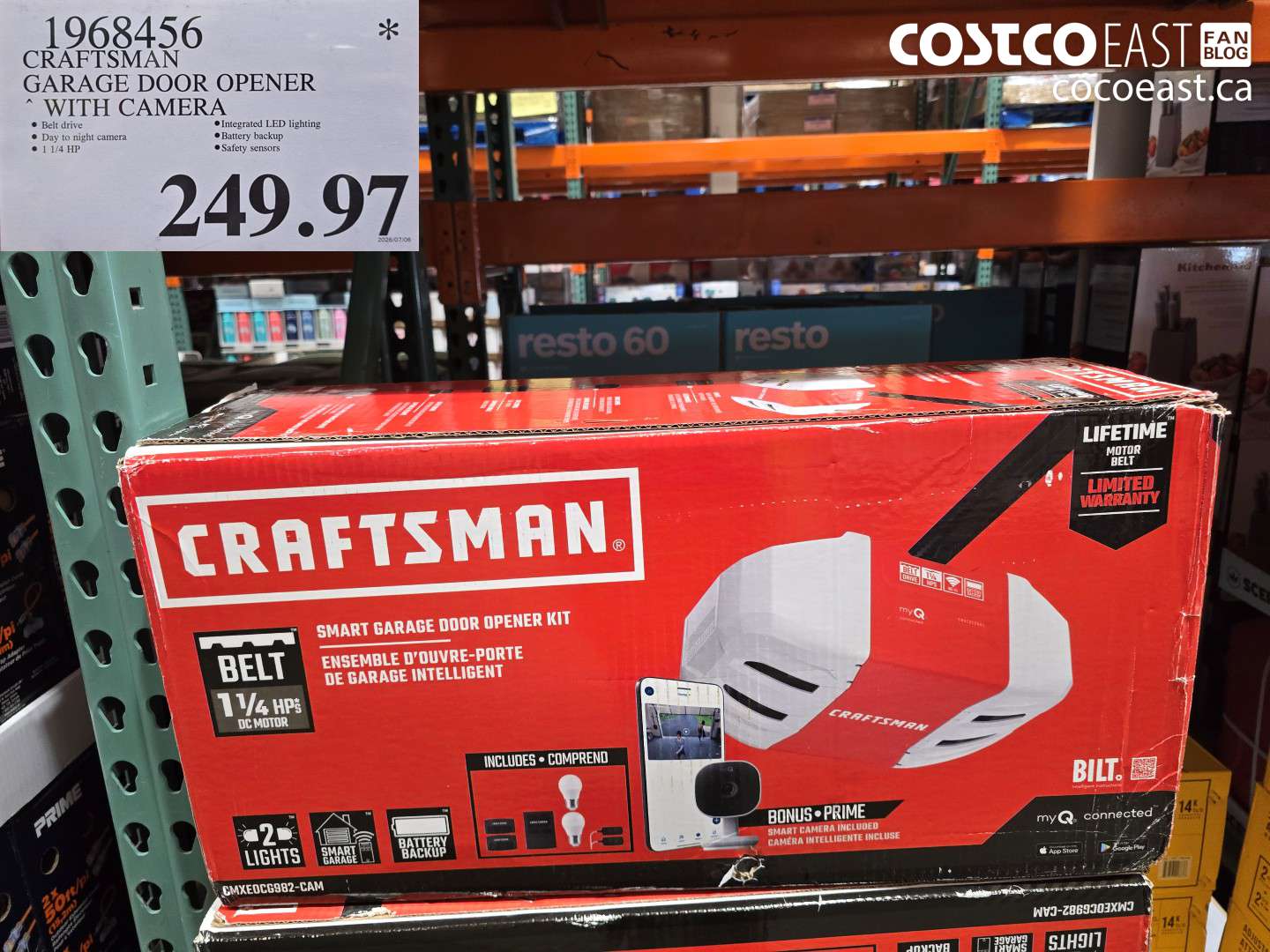 1968456 CRAFTSMAN GARAGE DOOR OPENER WITH CAMERA $249.97
