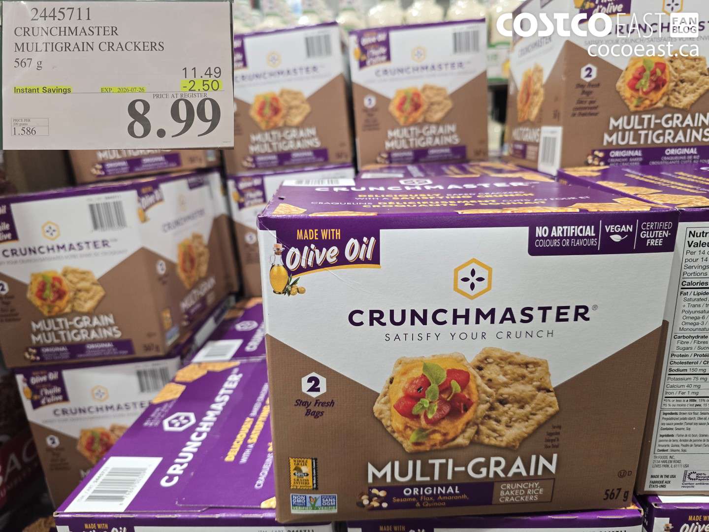 2445711 CRUNCHMASTER MULTIGRAIN CRACKERS 567 G ($2.50 INSTANT SAVINGS EXPIRES ON 2026-07-26) $8.99
