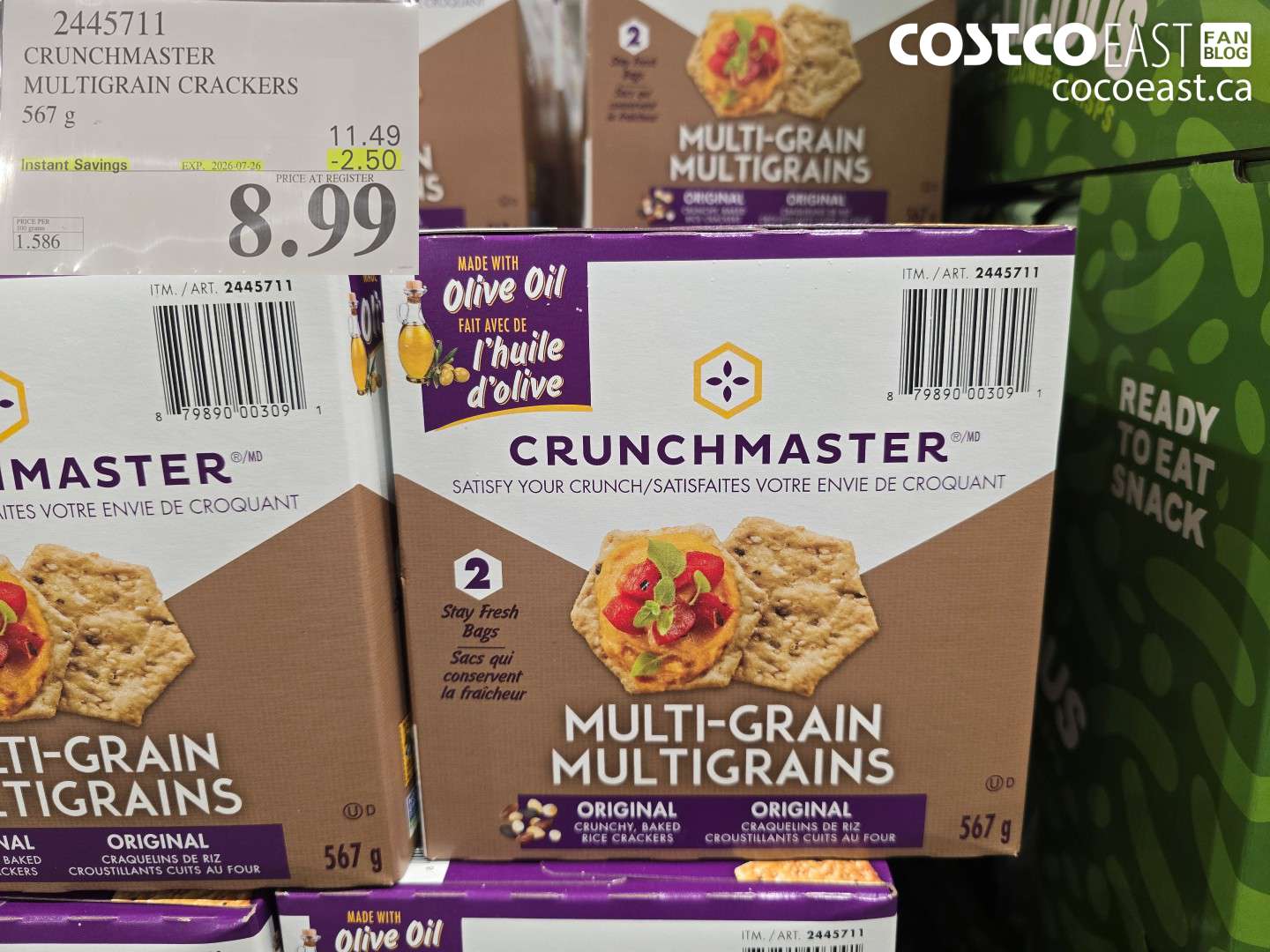 2445711 CRUNCHMASTER MULTIGRAIN CRACKERS 567 G ($2.50 INSTANT SAVINGS EXPIRES ON 2026-07-26) $8.99