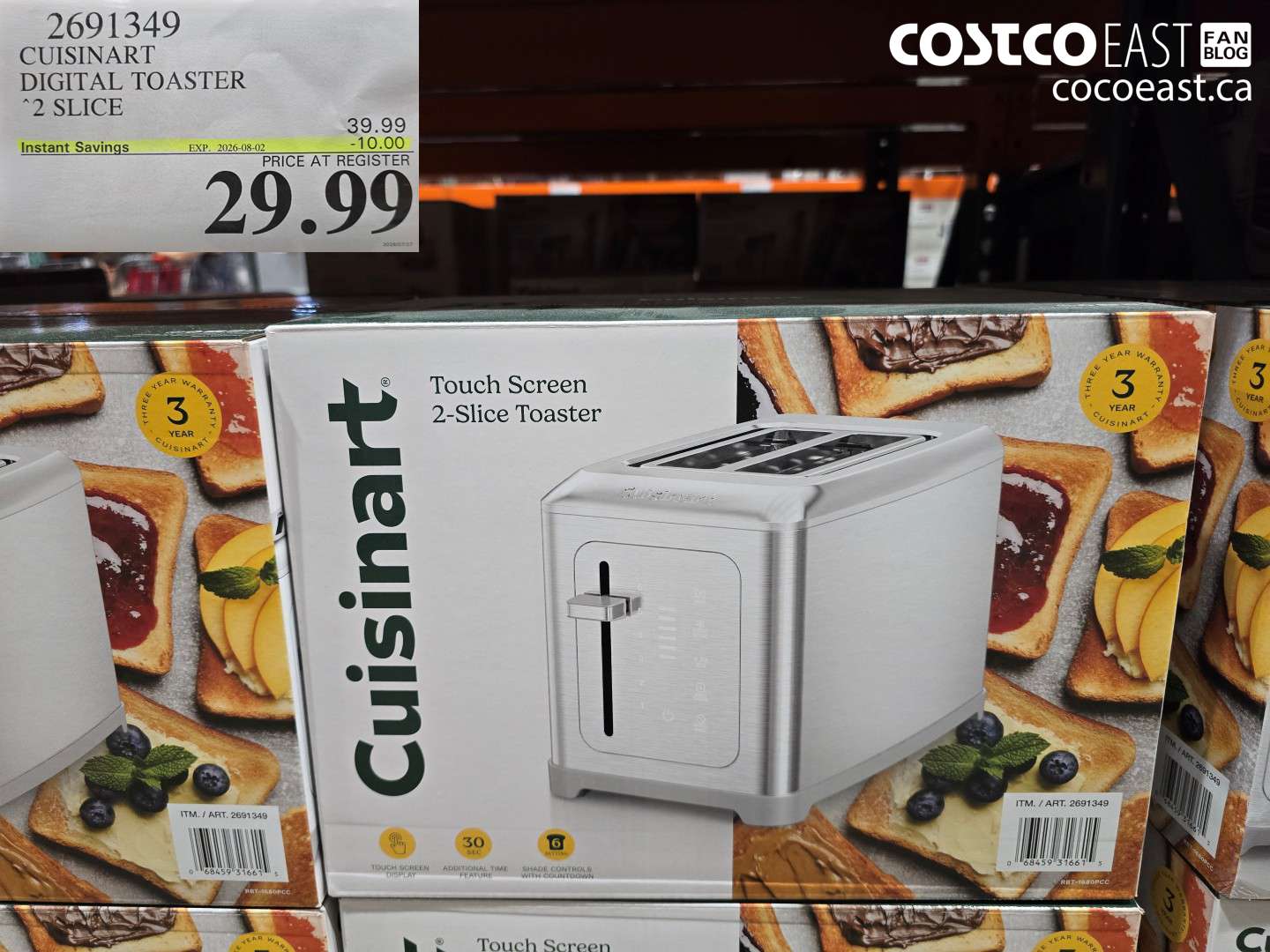 2691349 CUISINART DIGITAL TOASTER 2 SLICE ($10.00 INSTANT SAVINGS EXPIRES ON 2026-08-02) $29.99