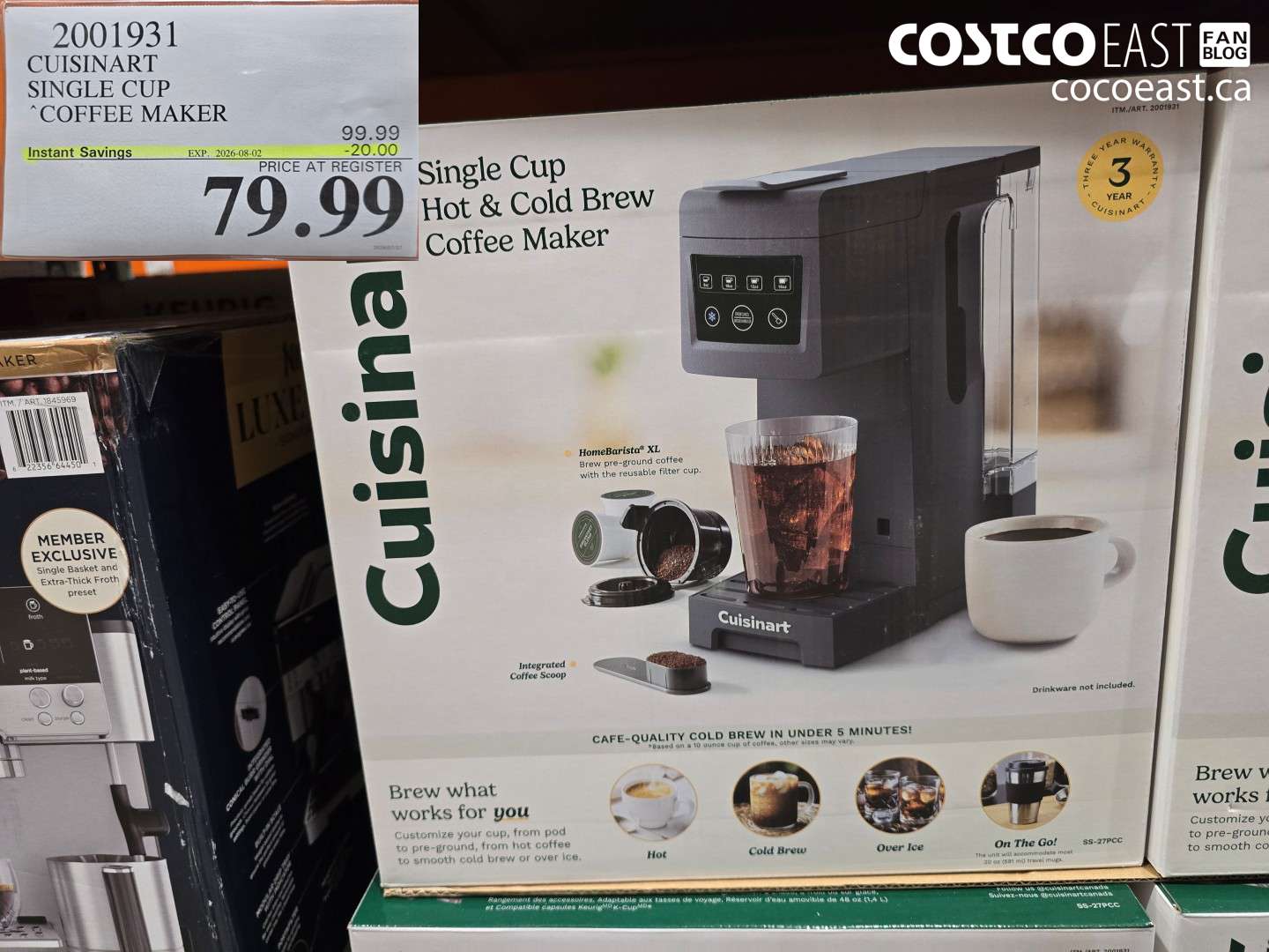 2001931 CUISINART SINGLE CUP COFFEE MAKER ($20.00 INSTANT SAVINGS EXPIRES ON 2026-08-02) $79.99