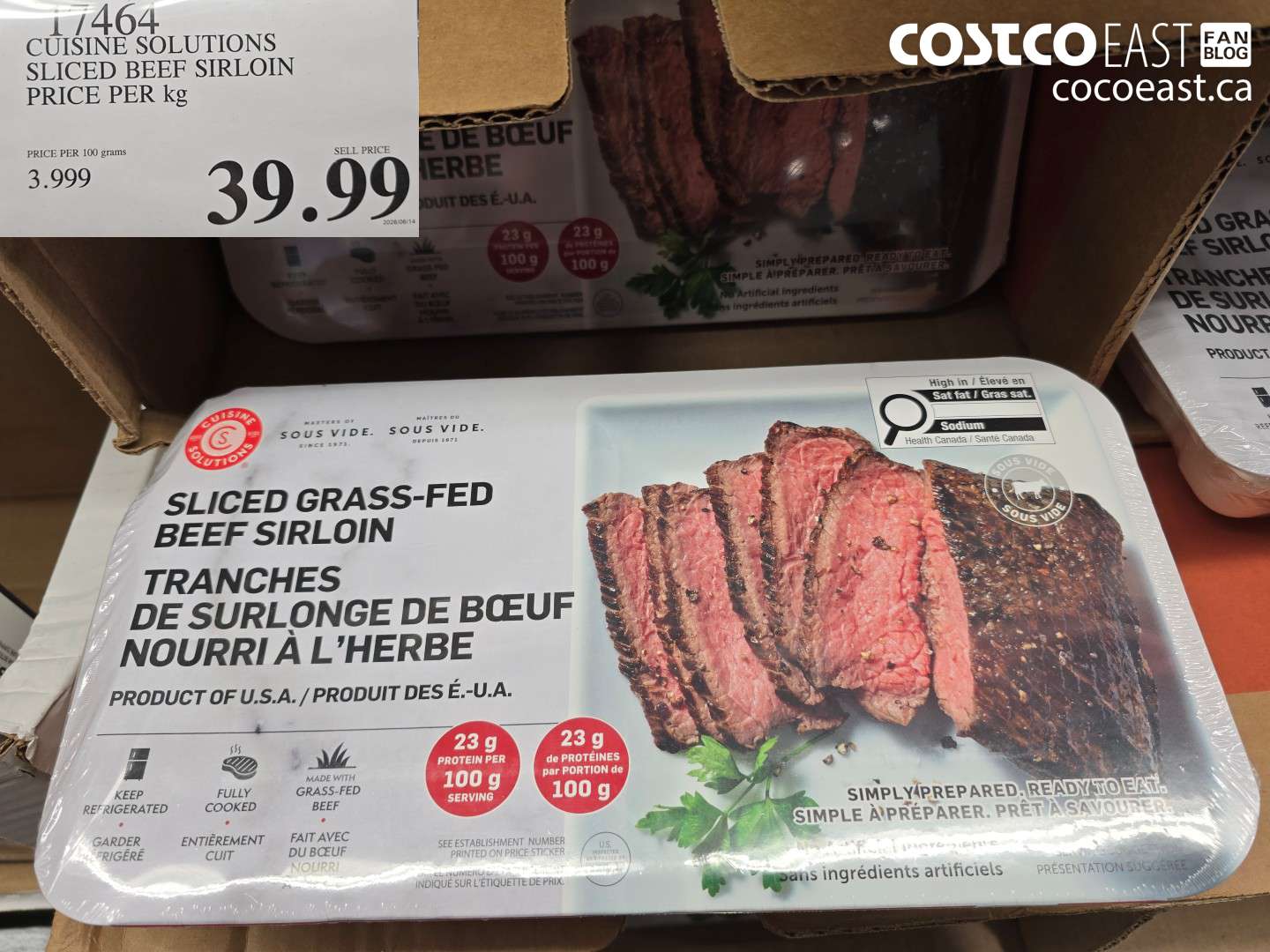 17464 CUISINE SOLUTIONS SLICED BEEF SIRLOIN PRICE PER KG $39.99